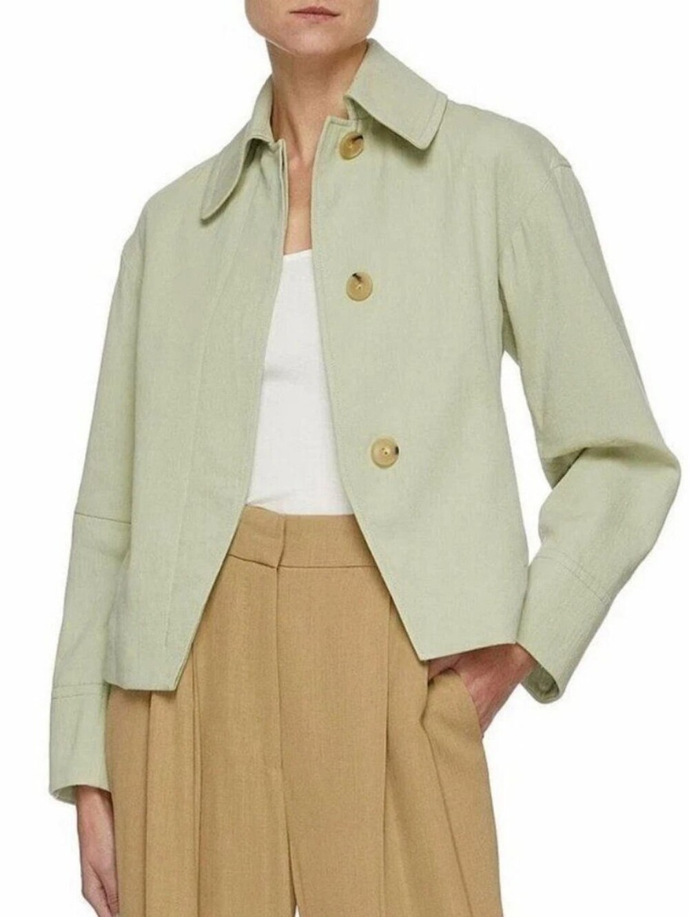 Vince Cotton Light Sage Women's Collared Jacket